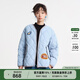 幻走（MOVEUP）2025冬季新款.FUN系列繡花章仔撞色包邊中長(cháng)款羽絨服女 天藍 S