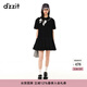 DZZIT【爆款補單】地素春夏甜酷少女黑白撞色蝴蝶結繡花連衣裙女 黑色 XS