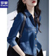 羅蒙（ROMON）牛仔翻領(lǐng)襯衫女2026年新款高級感港風(fēng)穿搭超好看獨特漂亮藍色襯衣 藍色 圖片款 L 建議106-115斤