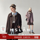 MSLAN復古立領(lǐng)工裝夾克2026春季抽繩仿麂皮絨高級感小個(gè)子中長(cháng)款外套 枯茶色 M