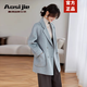 奧絲婕（Aosijie）高端品牌 雙面羊絨大衣女中長(cháng)款2026春秋新款氣質(zhì)顯瘦羊毛呢外套 光影藍 M 【115-140斤】