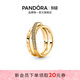 潘多拉（PANDORA）密鑲交錯三環(huán)戒指金色女 情侶對戒生日禮物送女友 密鑲交錯三環(huán)戒指 54mm—14號圈口