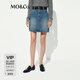 MO&Co.牛仔短裙夏懷舊洗褪土耳其棉質(zhì)高腰A字MBE2SKT015 牛仔藍色 S
