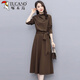 啄木鳥(niǎo)長(cháng)袖連衣裙2026春秋新款薄款高端高領(lǐng)今年流行裙子洋氣百搭系帶裙 咖啡色 L 106-116斤