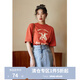 獨束大碼圓領(lǐng)印花短袖T恤女2022年夏裝新款基礎百搭胖mm上衣ins潮 磚紅色(dy) L