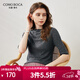 科蒙博卡2025早秋水溶羊毛針織衫女半袖修身T恤純色薄款上衣 煙灰 2XL