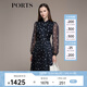PORTS寶姿秋冬新款優(yōu)雅長(cháng)袖波點(diǎn)連衣裙LM9D051NPP067 丈青印花 S (4)