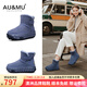 AU&MU澳洲2025冬季新款雪地靴女士羊皮毛一體靴子輪胎厚底加絨防滑棉靴 克萊因藍 【輪胎底】【皮毛一體】3001 39