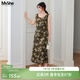 MsShe【花卉印花緞面背心裙】大碼女裝2026春裝胖mm顯瘦連衣裙子 向日葵黃色現貨 4XL