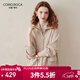 科蒙博卡秋冬高領(lǐng)羊毛衫女 加厚開(kāi)衫毛衣外穿針織外套 椰米色 L