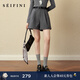 詩(shī)凡黎（‘S EIFINI）孟子義代言詩(shī)凡黎翻邊A字寬松休閑褲高腰顯瘦遮胯闊腿西裝短褲女 煙灰 M