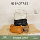BAGTREE【明星同款】包包樹(shù)奶盒包植鞣皮單肩斜挎腋下通勤Hobo枕頭女士包 檀黑色-小號【雙磁吸款】 高級小眾