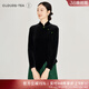 浮云堂.風(fēng)」暮色.中式復古黑色絲絨襯衫女裝新款2026春秋禪意內搭打底衫 黑色 L