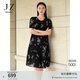 玖姿·安娜蔻優(yōu)雅黑白雪紡繡花輕薄蛋糕娃娃裙連衣裙女2024夏款 花黑 M