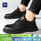 海瀾之家HLA男休閑鞋子男款皮面厚底工裝鞋 L011(增高款）黑色41