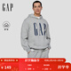 GAP男女裝春款logo印花抓絨寬松套頭連帽衫衛衣786923 淺灰色 2XL (185/104A) 亞洲尺碼