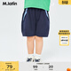 馬·拉?。∕.Latin）/童裝男小童針織中褲繭型褲型拼接設計吸濕柔軟舒適褲子 藏青 110