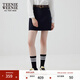 Teenie Weenie小熊女裝簡(jiǎn)約春季高腰休閑短裙半身裙A字裙時(shí)髦女裙子 藏青色 XS (155)