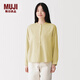 MUJI 女式 木棉混雙層紗織長(cháng)袖罩衫女士襯衫襯衣內搭26年春季女裝 淺黃色 M (160/84A)