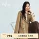 伊芙麗（eifini）朱珠代言【摯友風(fēng)衣】中長(cháng)款風(fēng)衣新款經(jīng)典簡(jiǎn)約雙排扣女士風(fēng)衣外套 咖啡金 S  80-105斤