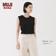 MUJI女式 天竺編織 無(wú)袖T恤 上衣打底衫女款內搭背心 坎肩 25年夏季 黑色 L (165/88A)