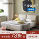 NORHOR北歐表情/中古復古奶油風(fēng)/大象耳朵全真皮高靠背齊邊懸浮平臺床G 懸浮款/奶白色 1500mm*2000mm