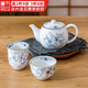 千代源光峰小藍芽線(xiàn)唐草茶杯茶壺 日本原裝進(jìn)口陶瓷品茗杯日式茶具套裝 線(xiàn)唐草茶壺