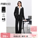 尚都比拉職業(yè)西裝套裝女春秋正裝西服外套闊腿長(cháng)褲面試兩件套 黑色 XL