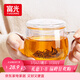 富光花茶杯 男女士茶水分離杯子 雙層辦公泡茶玻璃杯帶把高硼硅水杯