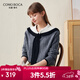 科蒙博卡2025秋冬新款海軍領(lǐng)羊毛衫女裝學(xué)院風(fēng)針織衫寬松加厚毛衣 深空灰 2XL