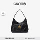 GROTTO個(gè)樂(lè )經(jīng)典黑石hobo包大小號植鞣綿羊皮腋下單肩斜挎軟包通勤禮物 經(jīng)典黑 金標L