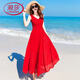 浪莎波西米亞長(cháng)裙沙灘裙女夏2026新款海邊度假裙大擺型顯瘦雪紡連衣裙 紅色 L