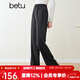 百圖betu女裝冬季新款休閑褲人字紋高腰顯瘦闊腿直筒褲女2311T60 灰色 S