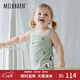 Milkbarn兒童套裝寶寶夏季純棉吊帶短褲女童洋氣時(shí)髦童裝 海岸之約 110 cm