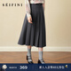 詩(shī)凡黎（‘S EIFINI）詩(shī)凡黎經(jīng)典學(xué)院風(fēng)JK解構半身裙2025秋新款高腰顯瘦通勤百搭百褶裙 深灰 長(cháng)裙 M