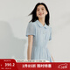 茵曼（INMAN）【苧麻】法式娃娃領(lǐng)連衣裙女裝2026夏季新品泡泡袖裙子 淺藍色 L