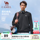 駱駝（CAMEL）圓領(lǐng)長(cháng)袖套頭衛衣男時(shí)尚寬松薄款休閑運動(dòng)上衣女 J13CAY6063，幻影黑，男 2XL