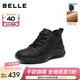 百麗（Belle）運動(dòng)風(fēng)休閑靴女冬季新款商場(chǎng)同款厚底增高高幫休閑鞋E6K1DDD5 黑色-絨里 36 (230mm)