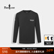 比音勒芬【干爽面料】春秋款男士時(shí)尚休閑簡(jiǎn)約字母印花舒適長(cháng)袖圓領(lǐng)T恤男 07黑色 XL （110）