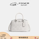蔻馳（COACH）【禮物】奧萊女士女包老花SAVANNAH小號CARRYALL手提斜挎包 SV/白色/粉筆白色