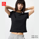 優(yōu)衣庫女裝圓領(lǐng)短T恤短袖迷你T修身百搭辣妹顯瘦打底474410 09 黑色 L