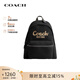 蔻馳（COACH）【品牌直供】經(jīng)典款輕奢女包老花雙肩包背包生日禮物女 【專(zhuān)柜款】織物黑CAM76 LHBLK
