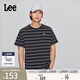 Lee商場(chǎng)同款舒適版圓領(lǐng)條紋Logo徽標男短袖T恤休閑潮LMT010158207 黑色 L