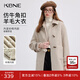 KBNE米色羊毛呢子大衣女裝毛呢外套長(cháng)袖小個(gè)子長(cháng)款氣質(zhì)秋冬新款 米色 M