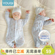 優(yōu)奇嬰兒衣服夏季超薄款長(cháng)袖透氣寶寶連體衣夏裝空調服新生幼兒睡衣服 【夏款】冰藍 73cm