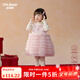 歐姆熊女童連衣裙秋冬季2025新款女寶寶周歲禮服兒童冬裝洋氣小公主裙子 粉色【加絨款】 120 120cm