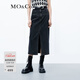 MO&Co.牛仔半身裙春設計感高腰開(kāi)叉做舊磨白黑色直筒棉質(zhì)摩安珂 牛仔黑色-第2批 S 160
