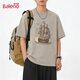 班尼路（Baleno）復古港風(fēng)潮流短袖t恤男2026新款軍綠色休閑寬松夏季純棉半袖男裝