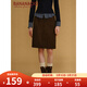 banana cici直筒中長(cháng)牛仔半裙C2F3QZ084 咖啡色 S