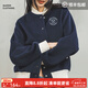 馬登美式學(xué)院風(fēng)棒球服夾克復古撞色刺繡外套百搭毛呢短上衣秋季女 海軍藍 （建議拍小一碼） M